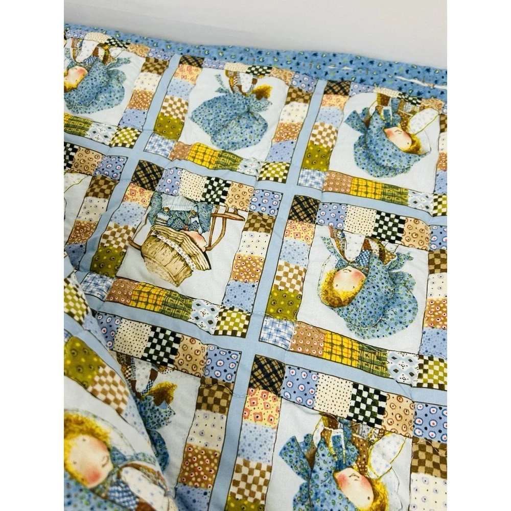 Handmade Quilt Holly Hobbie & Pillow Cases Lines Full Double 82 x 92